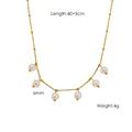 Detail view of gold plated pearl necklace with 40+5cm length and 6mm pearls - Multiple Artificial Pearls Style (YTN250907)