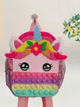 Zaino pop fidget unicorno per bambini con giocattolo sensoriale arcobaleno e tessuto lucido - Rosa