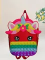 Zaino colorato in silicone unicorno pop-it per bambini scuola - Rosso
