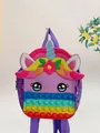Zaino pop-it in silicone unicorno colorato per la scuola e il relax dei bambini. - Viola