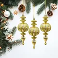 Set di 3 ornamenti dorati con glitter per albero di Natale decorativi. - Oro