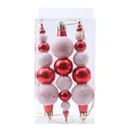 Red and pink glitter Christmas ball gourd ornaments in clear box packaging - Glossy Red Gourd
