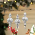 Set di tre decorazioni natalizie a goccia in argento con finitura glitterata lucida - Argento