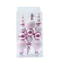 Pink glitter gourd-shaped Christmas ornament set for festive holiday tree decoration - Glossy Pink Gourd