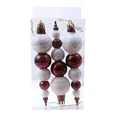 Decorative red and white glittery gourd-shaped Christmas tree ornaments in pack - Glossy Wine Red Gourd