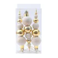 Set of 3 gold and glittery white Christmas gourd ball ornaments in a clear box - Glossy Gold Gourd