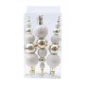 Elegant set of 3 gold and white glitter Christmas tree gourd bead string ornaments - Glossy Champagne Gourd