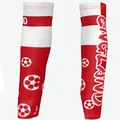 Red and white soccer arm sleeves with England text for active outdoor sun protection - One Size / England Style