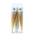 Set of 3 elegant gold and white glitter icicle Christmas tree ornaments in clear box - Matte Gold Icicle
