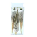 Set of 3 gold and white glitter icicle Christmas ornaments in a clear plastic box - Glossy Champagne Icicle