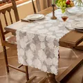 Elegant white floral lace table runner for French vintage dining room home decor - 45x270 / Camellia
