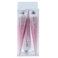 Set of 3 pink icicle Christmas ornaments with glitter star accents for holiday trees - Matte Pink Icicle
