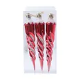 Set of three red spiral icicle Christmas ornaments in a clear display box - Red Spiral Icicle