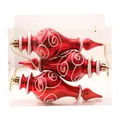 Red gourd-shaped Christmas hanging ornaments set of 3 with white swirl patterns - Glossy Red Wide Gourd