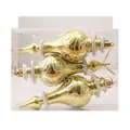 Set of 3 golden gourd-shaped Christmas ornaments with swirl patterns in a clear box - Glossy Gold Wide Gourd