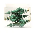 Set of three green Christmas tree finial ornaments with white swirl pattern design - Matte Green Wide Gourd