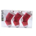Set of 3 red glitter Christmas stocking ornaments for holiday tree decoration - Red Sock