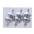 Elegant set of three silver Christmas gourd hanging ornaments with glitter accents - Matte Silver Fat Gourd