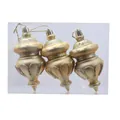 Set of 3 gold matte gourd-shaped Christmas tree hanging ornaments in box - Matte Gold Fat Gourd