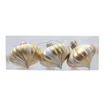 Set of 3 elegant gold and white teardrop Christmas ornaments with glitter details - Gold Pumpkin Onion