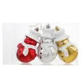 Set of 3 snowman Christmas ornaments in red silver and gold for holiday tree decoration - Mixed Color Snowman