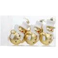 Set of 3 gold and white snowman Christmas tree ornaments in clear packaging - Gold Snowman