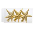Set of three golden glitter star tree toppers for festive Christmas holiday decoration - Tree Top Star Gold