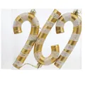 Set of three golden glitter striped candy cane ornaments for Christmas tree decoration - Large Cane Gold