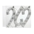 3-pack silver and white striped Christmas candy cane ornaments for tree decoration - Large Cane Silver