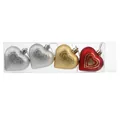 Set of 4 heart-shaped Christmas tree ornaments in red gold and silver colors - Small Heart Mixed Color 2