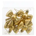 Set of golden glitter bow Christmas tree ornaments in clear plastic packaging box - Gold Bow