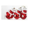Set of three red and white snowman Christmas tree hanging ornaments in clear box. - Red Snowman