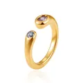 Verstelbare ring van 18K verguld roestvrij staal met glanzende zirkoniasteen - Witte en roze zirconia (JZ002-4)