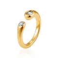 Elegant 18K gold plated stainless steel open ring with sparkling zirconia stones - White Zirconia (JZ002-4)