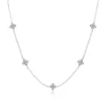 Elegant minimalist silver titanium steel clover necklace featuring cubic zirconia - Silver Necklace (N0458S)