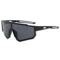 Schwarze Kinder Sport-Sonnenbrille zum Radfahren mit UV400-Schutzschild-Gläsern - Schwarzer Rahmen Graue Linsen
