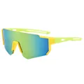 Gelbe Profi-Kindersport-Radbrille mit grün verspiegelten UV400-Gläsern für Kinder - Gelber Rahmen Grüner Spiegel