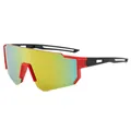 Occhiali da sole sportivi per bambini montatura rossa nera e lenti a specchio UV400 - Montatura Rossa Specchio Giallo