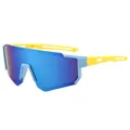 Occhiali da sole sportivi per bambini con lenti blu a specchio e montatura gialla - Montatura Blu Specchio Blu