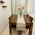 Chemin de table en macramé fait main avec pompons bohèmes pour décoration de salle à manger - 35*180cm / Beige Style 3 (7023)