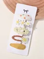 Lot de 5 jolies barrettes à cheveux marguerites en tissu fait main pour filles - Combinaison de 5 Pièces (5S) / 5 Pièces