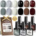 Detailansicht eines 6-teiligen Nagellack-Sets mit verschiedenen glänzenden Farbmustern - Diamant-Splitter-Effekt / 6-teiliges Set / Braun Grau Schwarz