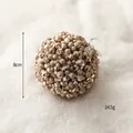 Elegant golden beaded Christmas ball ornament with 8cm diameter and 14.5g weight - Gold Pearled Ball