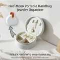 Tragbare halbkreisförmige Schmuckschatulle für Reisen in Weiß-Finish - Halbkreis-Handtragbarer Tragbarer Stil / 10*8.8*4.7cm / Weiß