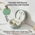 Minimalistischer minzgrüner halbrunder Schmuck-Reiseorganisator mit praktischem Griff - Halbkreis-Handtragbarer Tragbarer Stil / 10*8.8*4.7cm / Hellgrün