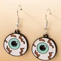 Creepy Halloween eyeball drop earrings with blue iris and orange bloodshot veins - Bloodshot Eyeball