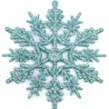 Glittery light blue 10cm plastic snowflake ornament for Christmas tree decoration - 10CM-6g (With Rope) / Cyan