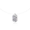 Elegant moissanite rectangular pendant on invisible transparent fish line necklace - 1 Carat Moissanite (Rectangle 5x7mm) / Platinum Color (Radiant Cut)