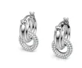 Elegante S925 sterling zilveren gelaagde oorringen met sprankelende moissaniet stenen - 1.2mm / Dubbele Ring Moissaniet Oorbellen