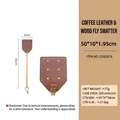 Acchiappamosche in pelle marrone con lungo manico in legno di faggio resistente - Foro a Fiore / Marrone